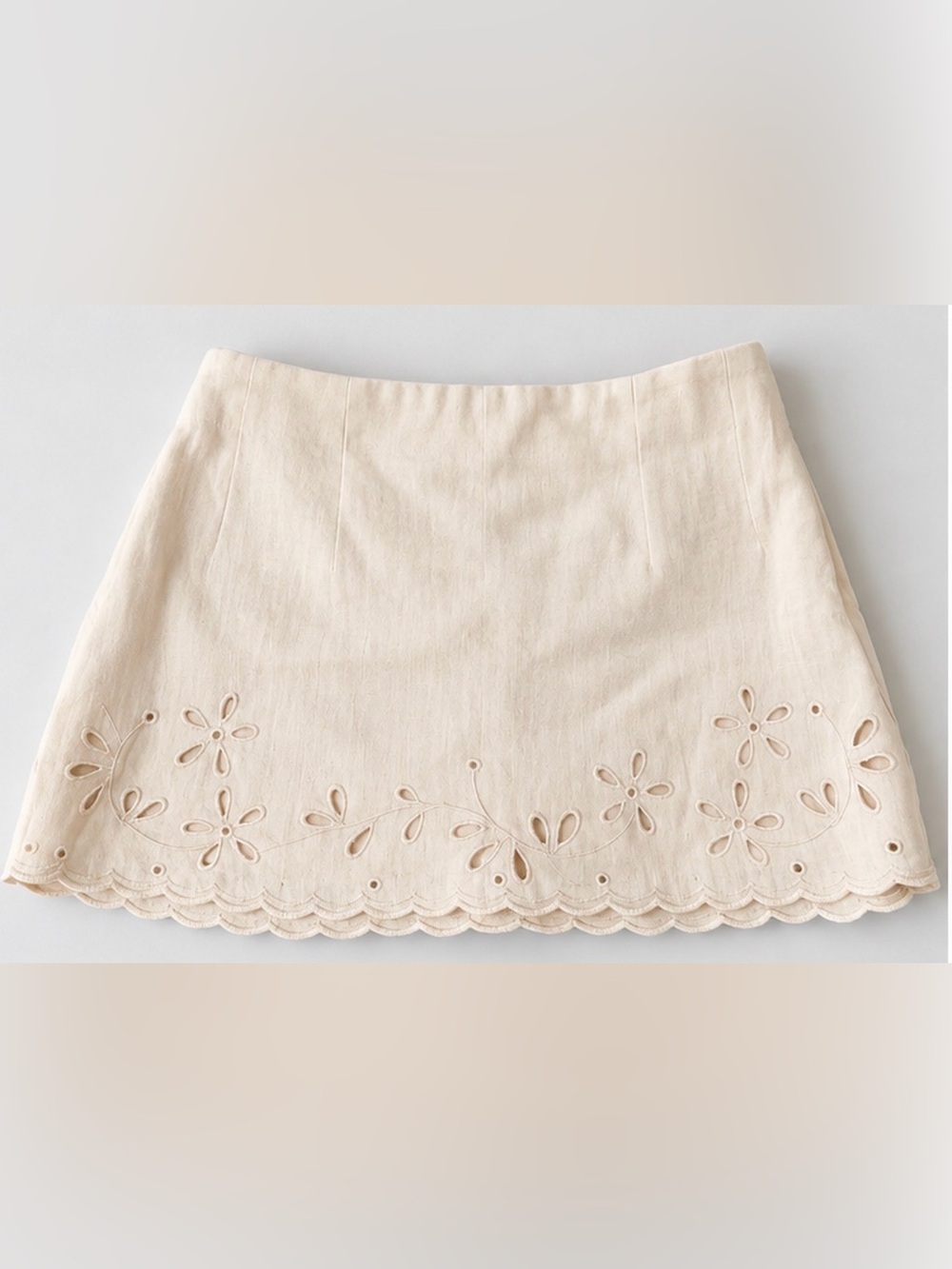 Abercrombie & Fitch The A&F Scarlett Linen-Blend Mini Skort Cream Small